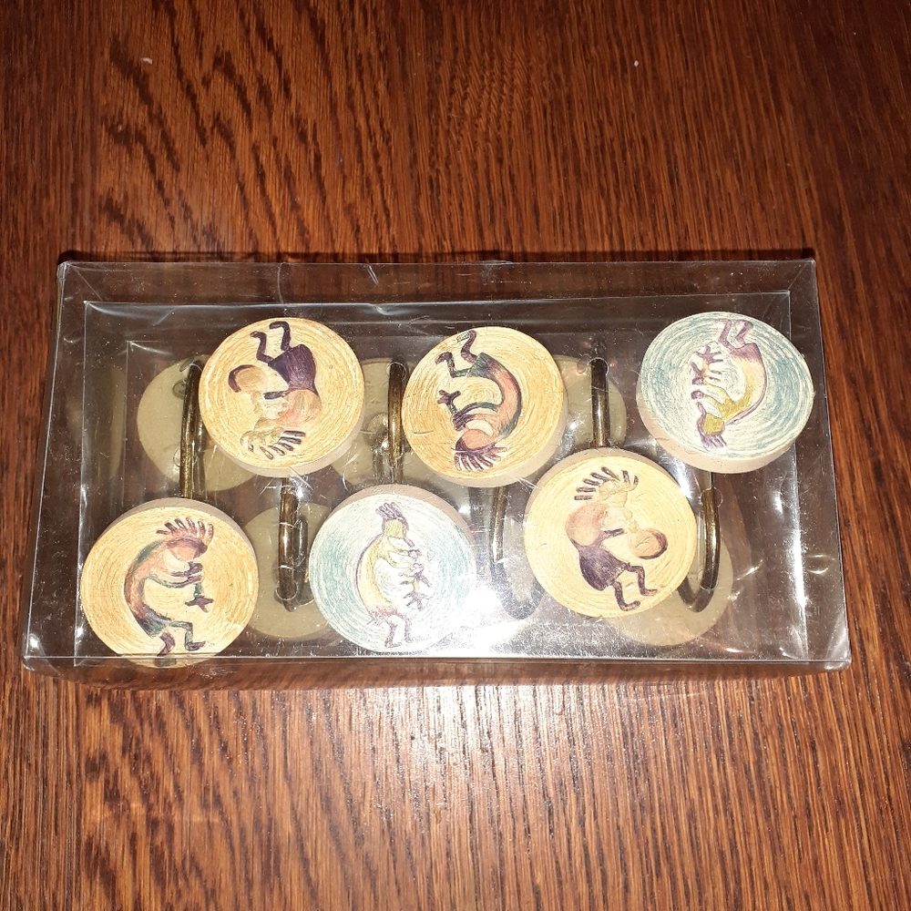 Kokopelli shower curtain hooks